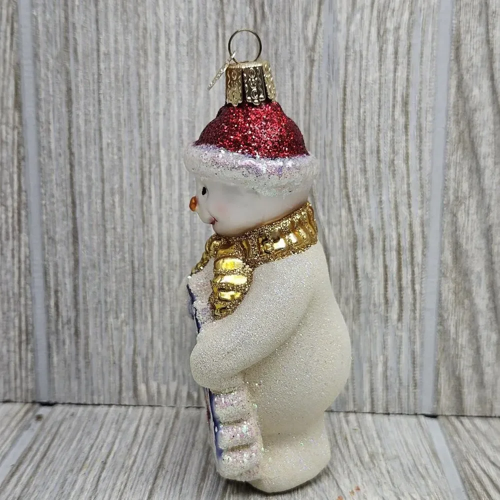 OWC Snowman‎ Glass Ornament Glitter Happy Holidays Christmas Decor Collectible